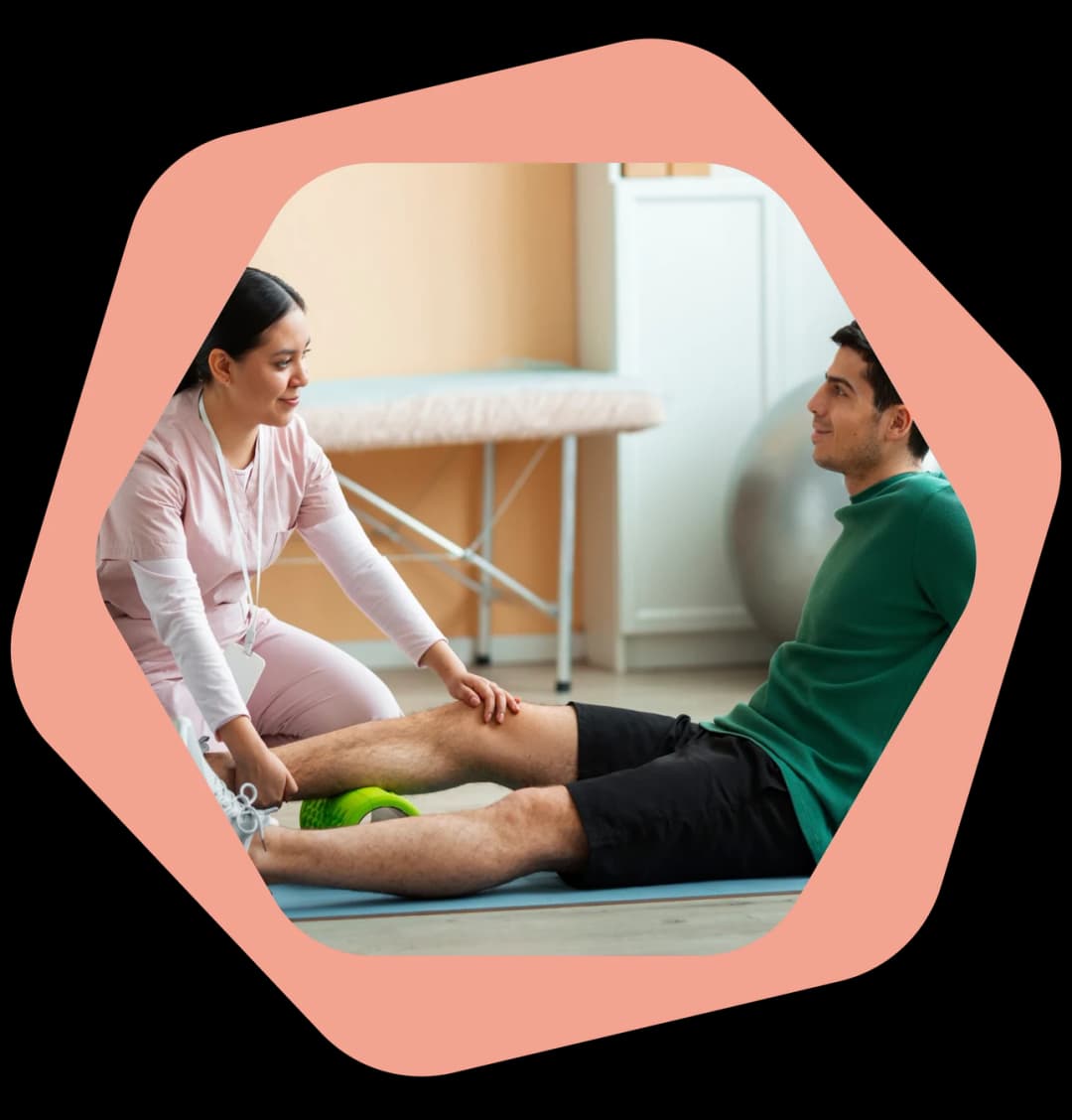 Sports physiotherapist guiding an athlete through return-to-sport drills at home